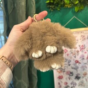 Fluffy Bunny Bag Charm Keychain